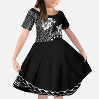 Kia Orana Cook Islands Kid Short Sleeve Dress Tiare and Stars