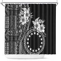 Kia Orana Cook Islands Shower Curtain Tiare and Stars LT7 Black - Polynesian Pride