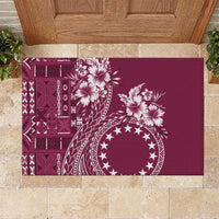 Kia Orana Cook Islands Rubber Doormat Tiare and Stars - Maroon LT7 Maroon - Polynesian Pride