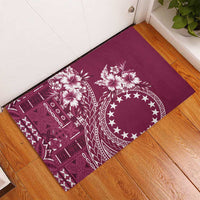 Kia Orana Cook Islands Rubber Doormat Tiare and Stars - Maroon LT7 - Polynesian Pride