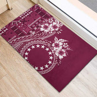 Kia Orana Cook Islands Rubber Doormat Tiare and Stars - Maroon LT7 - Polynesian Pride