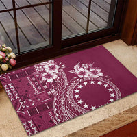 Kia Orana Cook Islands Rubber Doormat Tiare and Stars - Maroon LT7 - Polynesian Pride