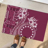 Kia Orana Cook Islands Rubber Doormat Tiare and Stars - Maroon LT7 - Polynesian Pride