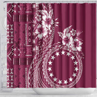Kia Orana Cook Islands Shower Curtain Tiare and Stars - Maroon