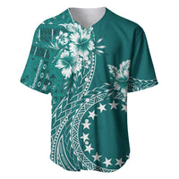 Kia Orana Cook Islands Baseball Jersey Tiare and Stars - Teal LT7 Teal - Polynesian Pride