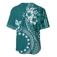 Kia Orana Cook Islands Baseball Jersey Tiare and Stars - Teal LT7 - Polynesian Pride