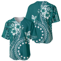 Kia Orana Cook Islands Baseball Jersey Tiare and Stars - Teal LT7 - Polynesian Pride