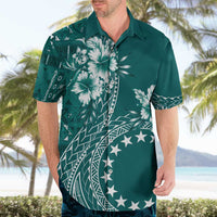 Kia Orana Cook Islands Hawaiian Shirt Tiare and Stars - Teal