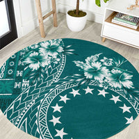 Kia Orana Cook Islands Round Carpet Tiare and Stars - Teal LT7 Teal - Polynesian Pride