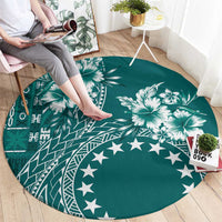 Kia Orana Cook Islands Round Carpet Tiare and Stars - Teal LT7 - Polynesian Pride