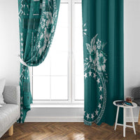 Kia Orana Cook Islands Window Curtain Tiare and Stars - Teal