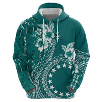 Kia Orana Cook Islands Zip Hoodie Tiare and Stars - Teal