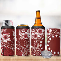 Kia Orana Cook Islands 4 in 1 Can Cooler Tumbler Tiare & Stars - Scarlet