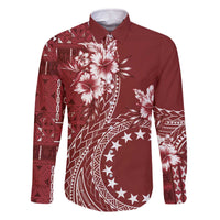 Kia Orana Cook Islands Family Matching Off Shoulder Short Dress and Hawaiian Shirt Tiare and Stars - Scarlet