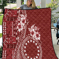 Kia Orana Cook Islands Quilt Tiare and Stars - Scarlet LT7 Red - Polynesian Pride