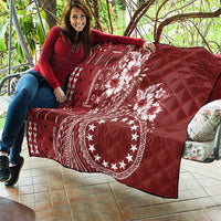 Kia Orana Cook Islands Quilt Tiare and Stars - Scarlet LT7 - Polynesian Pride