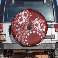 Kia Orana Cook Islands Spare Tire Cover Tiare and Stars - Scarlet LT7 Red - Polynesian Pride