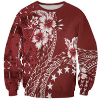 Kia Orana Cook Islands Sweatshirt Tiare and Stars - Scarlet LT7 Unisex Red - Polynesian Pride