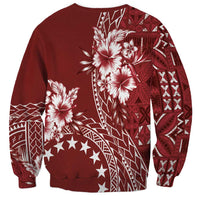 Kia Orana Cook Islands Sweatshirt Tiare and Stars - Scarlet LT7 - Polynesian Pride
