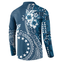 Kia Orana Cook Islands Button Sweatshirt Tiare and Stars - Navy Blue
