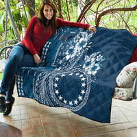 Kia Orana Cook Islands Quilt Tiare and Stars - Navy Blue LT7 - Polynesian Pride