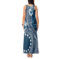 Kia Orana Cook Islands Tank Maxi Dress Tiare and Stars - Navy Blue