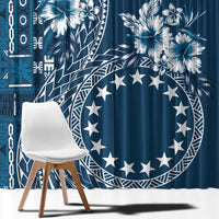 Kia Orana Cook Islands Window Curtain Tiare and Stars - Navy Blue