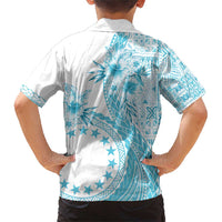 Kia Orana Cook Islands Family Matching Short Sleeve Bodycon Dress and Hawaiian Shirt Tiare and Stars - Turquoise