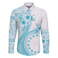 Kia Orana Cook Islands Family Matching Short Sleeve Bodycon Dress and Hawaiian Shirt Tiare and Stars - Turquoise