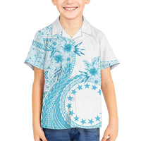 Kia Orana Cook Islands Family Matching Short Sleeve Bodycon Dress and Hawaiian Shirt Tiare and Stars - Turquoise