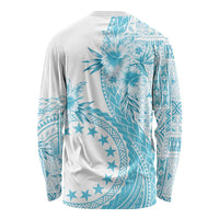 Kia Orana Cook Islands Long Sleeve Shirt Tiare and Stars - Turquoise