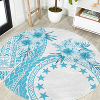 Kia Orana Cook Islands Round Carpet Tiare and Stars - Turquoise LT7 Turquoise - Polynesian Pride