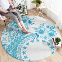 Kia Orana Cook Islands Round Carpet Tiare and Stars - Turquoise LT7 - Polynesian Pride