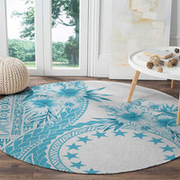 Kia Orana Cook Islands Round Carpet Tiare and Stars - Turquoise LT7 - Polynesian Pride