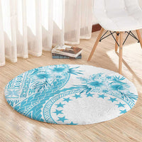 Kia Orana Cook Islands Round Carpet Tiare and Stars - Turquoise LT7 - Polynesian Pride