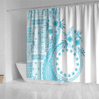 Kia Orana Cook Islands Shower Curtain Tiare and Stars - Turquoise
