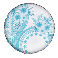 Kia Orana Cook Islands Spare Tire Cover Tiare and Stars - Turquoise LT7 - Polynesian Pride