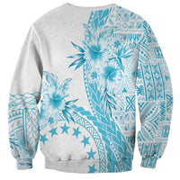 Kia Orana Cook Islands Sweatshirt Tiare and Stars - Turquoise LT7 - Polynesian Pride