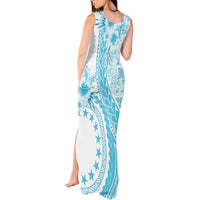 Kia Orana Cook Islands Tank Maxi Dress Tiare and Stars - Turquoise