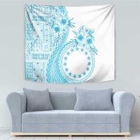 Kia Orana Cook Islands Tapestry Tiare and Stars - Turquoise LT7 - Polynesian Pride