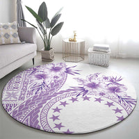 Kia Orana Cook Islands Round Carpet Tiare and Stars - Lavender LT7 - Polynesian Pride