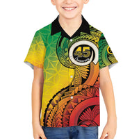 Vanuatu 45th Independence Anniversary Family Matching Off Shoulder Maxi Dress and Hawaiian Shirt Ni-Van Sandroing - Polynesian Pride