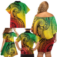 Vanuatu 45th Independence Anniversary Family Matching Off Shoulder Short Dress and Hawaiian Shirt Ni-Van Sandroing - Polynesian Pride