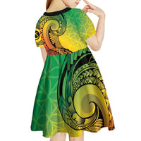 Vanuatu 45th Independence Anniversary Kid Short Sleeve Dress Ni-Van Sandroing - Polynesian Pride