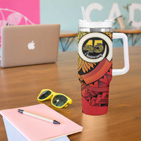 Vanuatu 45th Independence Anniversary Tumbler With Handle Ni-Van Sandroing - Polynesian Pride