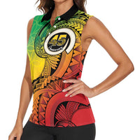 Vanuatu 45th Independence Anniversary Women Sleeveless Polo Shirt Ni-Van Sandroing LT7 - Polynesian Pride