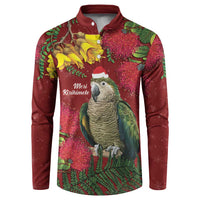 Kakapo Bird New Zealand Button Sweatshirt Floral Christmas LT7 Red - Polynesian Pride