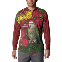 Kakapo Bird New Zealand Button Sweatshirt Floral Christmas LT7 - Polynesian Pride