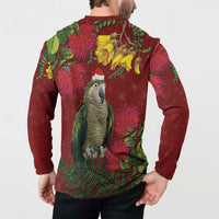 Kakapo Bird New Zealand Button Sweatshirt Floral Christmas LT7 - Polynesian Pride