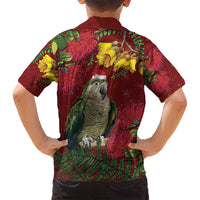 Kakapo Bird New Zealand Family Matching Off Shoulder Maxi Dress and Hawaiian Shirt Floral Christmas